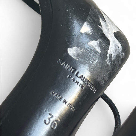 YSL Black Feather Lace-Up Stiletto Sandals - Picture 6 of 10